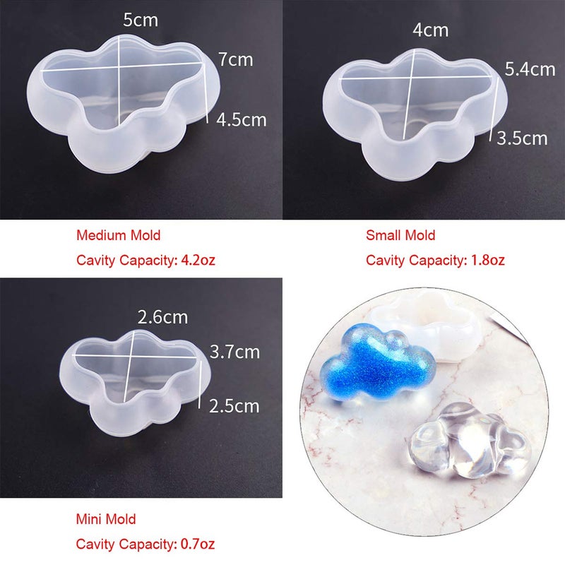 HiParty 3Pcs/Set 3D Cloud Shape Chocolate Silicone Mold Mousse Fondant Ice Cube Mould Pudding Candy Soap Candle Crystal Epoxy Resin Molds Baking Cake Decoration Tool - Image 2